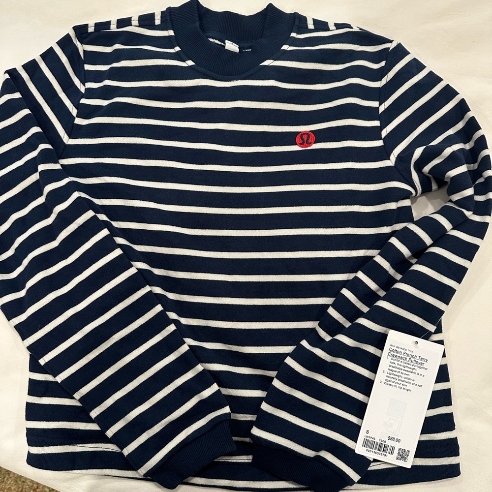 lululemon athletica Navy and White Striped Sweatshirt